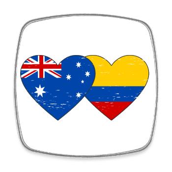 Australien Kolumbien Flagge Herz used - Viereckiger Kühlschrankmagnet - Weiß - Vorne