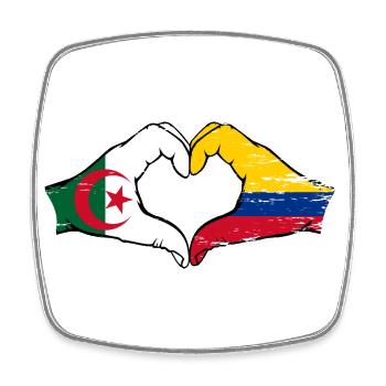 Algeria Colombia Flag Hands Heart Shape Used - Square fridge magnet - white - Front