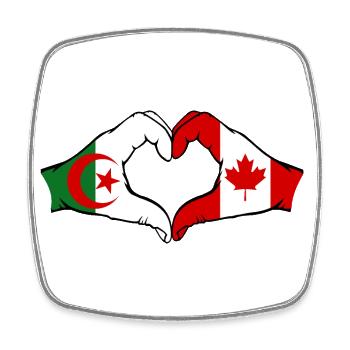 Algérie Canada Drapeau Mains Coeur Forme - Magnet carré - blanc - Devant