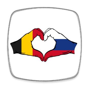 Belgique Russie mains forme de coeur - Magnet carré - blanc - Devant