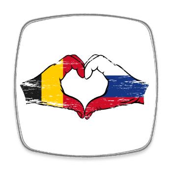 Belgique Russie mains forme de coeur utilisé - Magnet carré - blanc - Devant