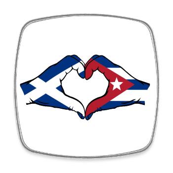 Schottland Kuba Hände Herzform - Viereckiger Kühlschrankmagnet - Weiß - Vorne