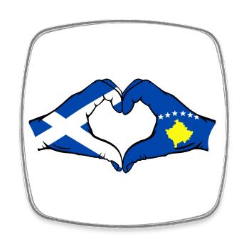Schottland Kosovo Hände Herzform - Viereckiger Kühlschrankmagnet - Weiß - Vorne