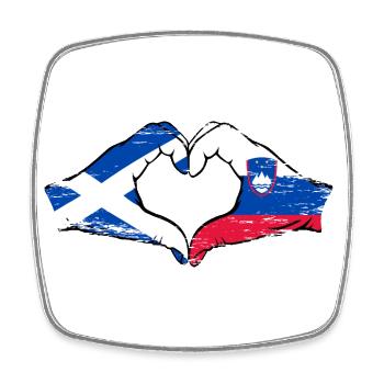 Scotland Slovenia Hands Heart Shape Used - Square fridge magnet - white - Front