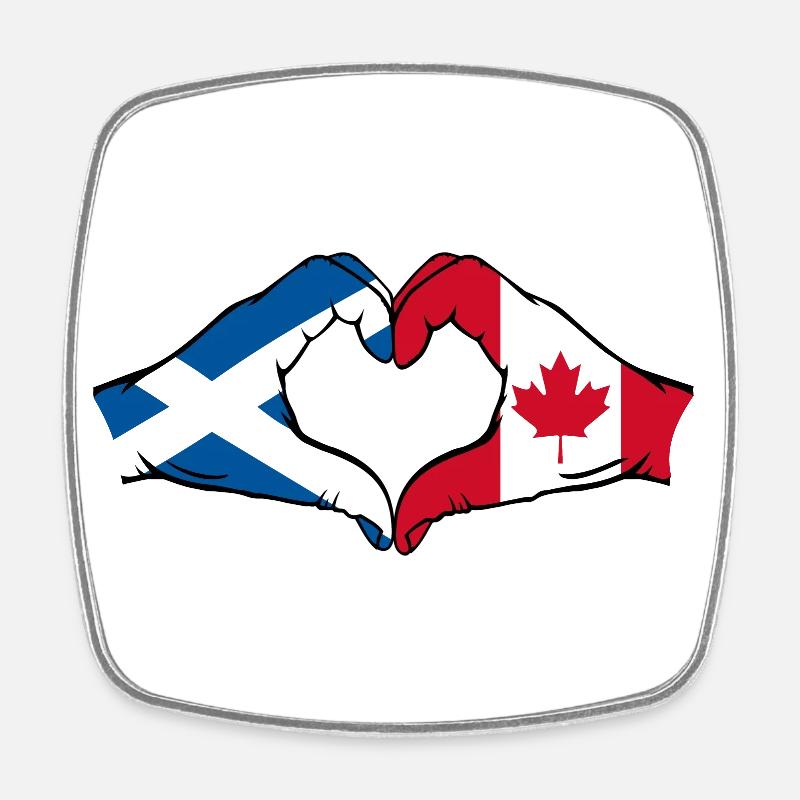 Scotland Canada Hands Heart Shape - Square fridge magnet - white