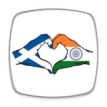 Scotland India Hands Heart Shape - Square fridge magnet - white - Front