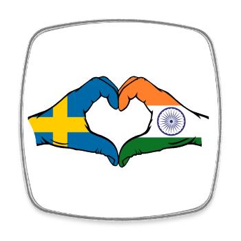 Sweden India hands heart shape - Square fridge magnet - white - Front