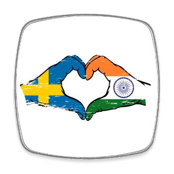 Sweden India Hands Heart Shape Used - Square fridge magnet - white - Front