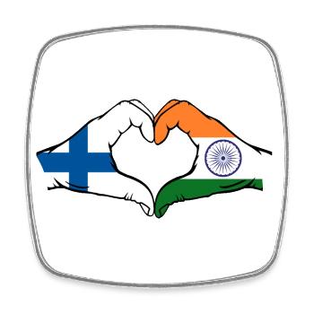Finland India hands heart shape - Square fridge magnet - white - Front