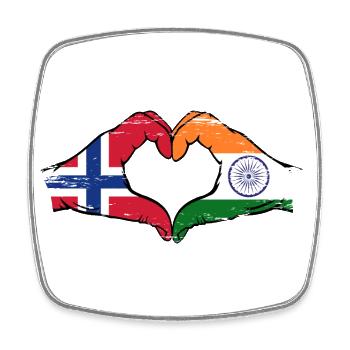 Norway India hands heart shape used - Square fridge magnet - white - Front