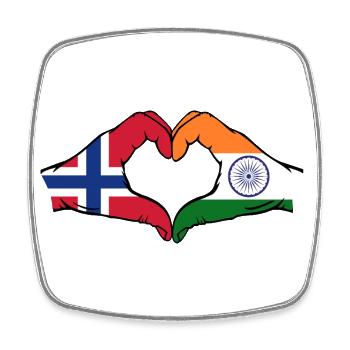 Norvège Inde mains en forme de cœur - Magnet carré - blanc - Devant