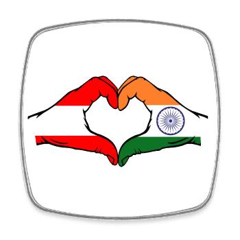 Austria India hands heart shape - Square fridge magnet - white - Front