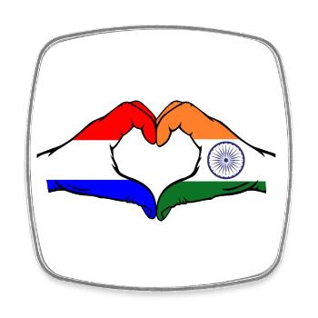 Hollande Inde Mains Forme Coeur - Magnet carré - blanc - Devant