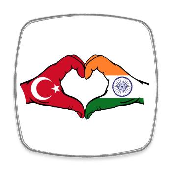 Turquie Inde Mains Forme De Coeur - Magnet carré - blanc - Devant