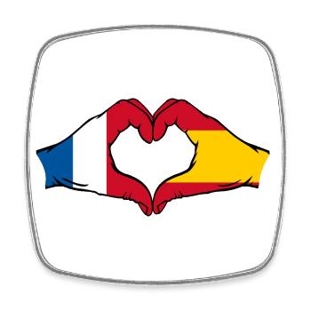 France Espagne mains en forme de cœur - Magnet carré - blanc - Devant