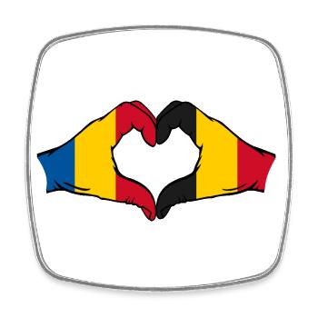 Romania Belgium hands heart shape - Square fridge magnet - white - Front