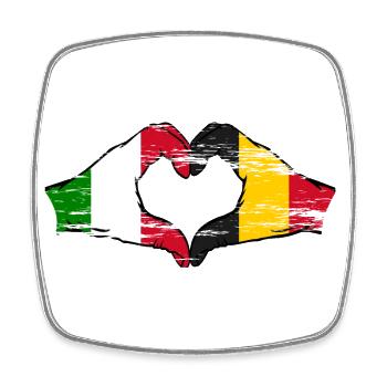 Italie Belgique mains forme coeur utilisé - Magnet carré - blanc - Devant