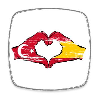 Türkei Spanien Hände Herzform used - Viereckiger Kühlschrankmagnet - Weiß - Vorne