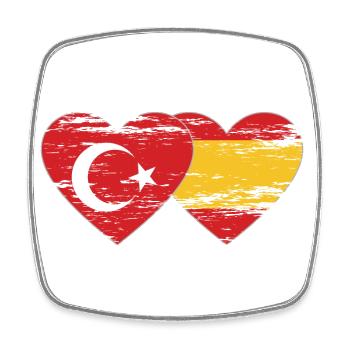 Türkei Spanien Flagge Herz used - Viereckiger Kühlschrankmagnet - Weiß - Vorne
