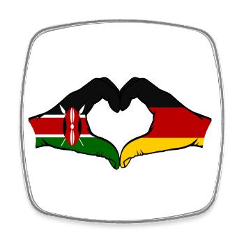 Kenia Deutschland Hände Herzform - Viereckiger Kühlschrankmagnet - Weiß - Vorne