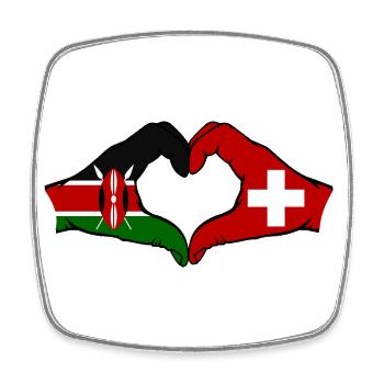 Kenya Switzerland Hands Heart Shape - Square fridge magnet - white - Front