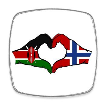 Kenia Norwegen Hände Herzform - Viereckiger Kühlschrankmagnet - Weiß - Vorne