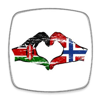 Kenia Norwegen Hände Herzform used - Viereckiger Kühlschrankmagnet - Weiß - Vorne