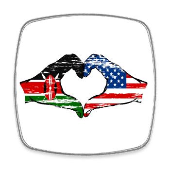 Kenia USA Hände Herzform used - Viereckiger Kühlschrankmagnet - Weiß - Vorne