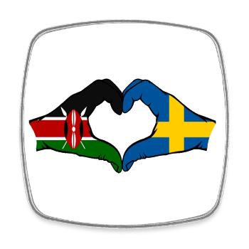 Kenya Sweden Hands Heart Shape - Square fridge magnet - white - Front
