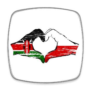 Kenya Poland hands heart shape used - Square fridge magnet - white - Front