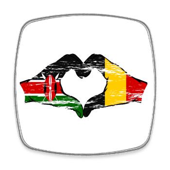 Kenya Belgium Hands Heart Shape Used - Square fridge magnet - white - Front