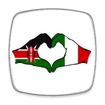 Kenya Italy Hands Heart Shape - Square fridge magnet - white - Front