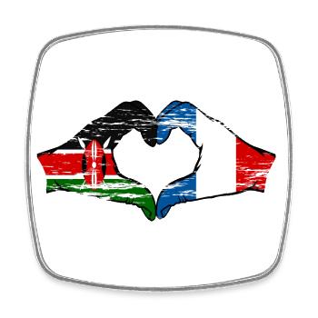 Kenia Frankreich Hände Herzform used - Viereckiger Kühlschrankmagnet - Weiß - Vorne