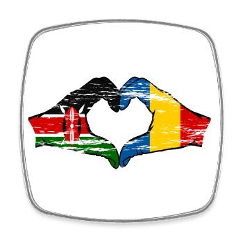 Kenya Romania hands heart shape used - Square fridge magnet - white - Front