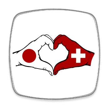 Japan Switzerland Hands Heart Shape - Square fridge magnet - white - Front