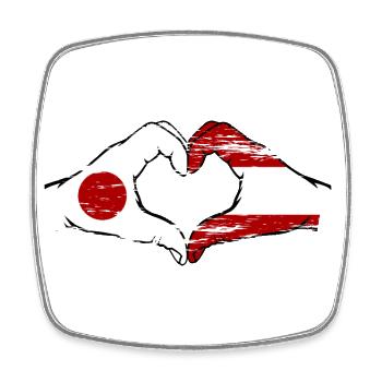 Japan Austria Hands Heart Shape Used - Square fridge magnet - white - Front