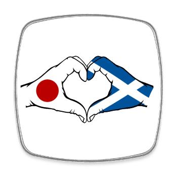 Japan Scotland Hands Heart Shape - Square fridge magnet - white - Front