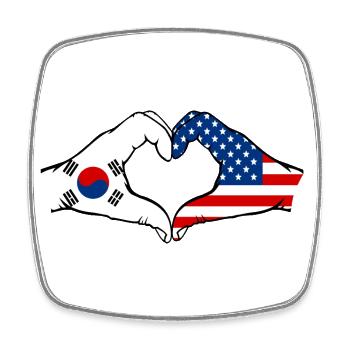 Corée du Sud États-Unis Mains Forme de coeur - Magnet carré - blanc - Devant