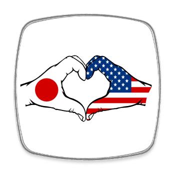 Japon États-Unis mains en forme de cœur - Magnet carré - blanc - Devant