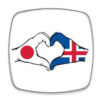 Japan Iceland hands heart shape - Square fridge magnet - white - Front