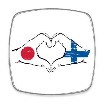 Japon Finlande mains forme de coeur utilisé - Magnet carré - blanc - Devant