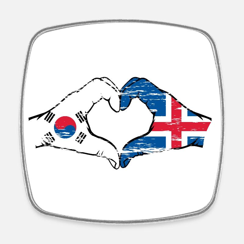 Corée du Sud Islande mains forme de coeur utilisé - Magnet carré - blanc