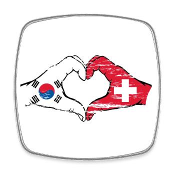 South Korea Switzerland Hands Heart Shape Used - Square fridge magnet - white - Front