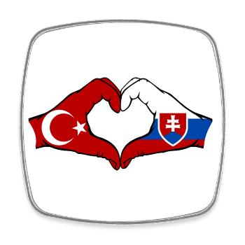 Türkei Slowakei Hände Herzform - Viereckiger Kühlschrankmagnet - Weiß - Vorne