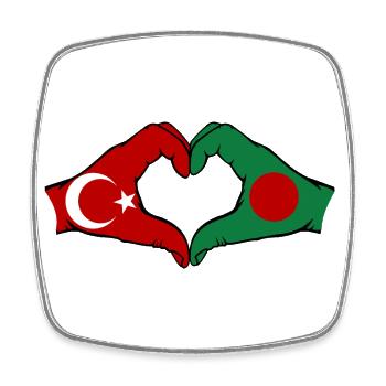 Türkei Bangladesch Hände Herzform - Viereckiger Kühlschrankmagnet - Weiß - Vorne