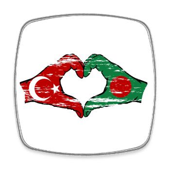 Türkei Bangladesch Hände Herzform used - Viereckiger Kühlschrankmagnet - Weiß - Vorne