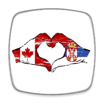 Canada Serbie Mains Forme Coeur Utilisé - Magnet carré - blanc - Devant