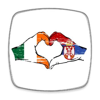 Irland Serbien Hände Herzform used - Viereckiger Kühlschrankmagnet - Weiß - Vorne
