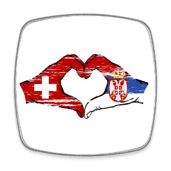 Suisse Serbie Mains Coeur Forme utilisée - Magnet carré - blanc - Devant