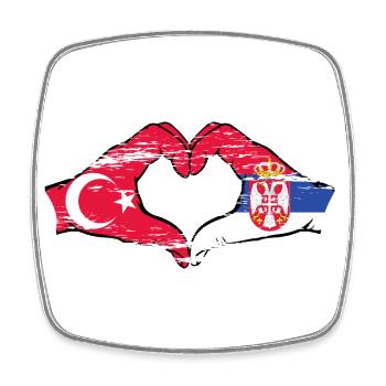 Turquie Serbie Mains Forme Coeur Utilisé - Magnet carré - blanc - Devant